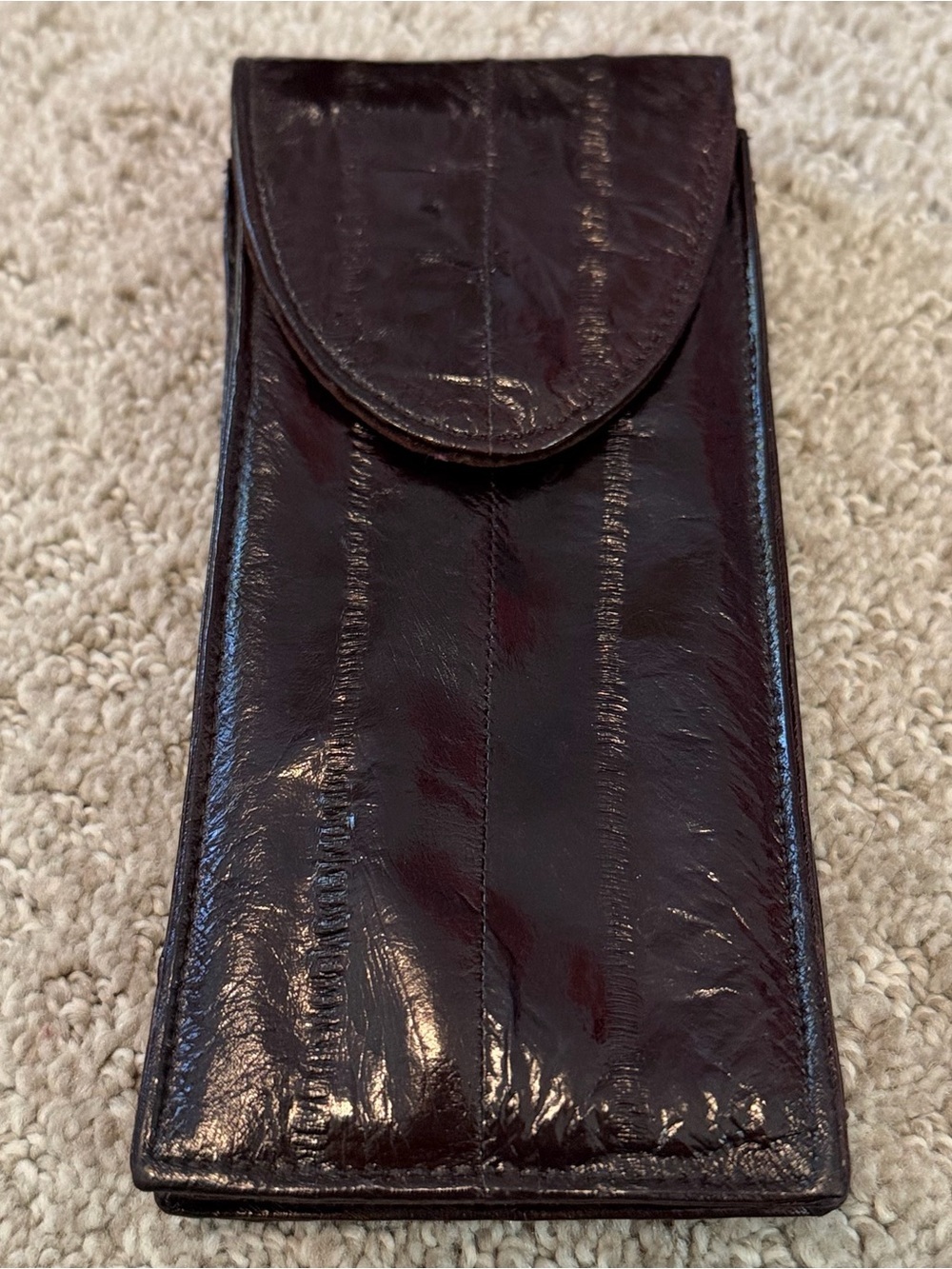 Vintage Eel Skin Eyeglass Holder Double Two-Sided Case Cigar Cheaters Cordovan